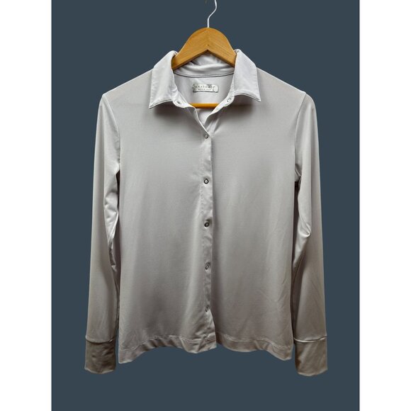 Anatomie Travel Shirt Womens Small Button-Front Lt Gray Stretchy Made in Italy - Picture 1 of 5